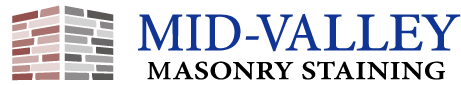 Mid Valley Masonry Staining logo has the name overlapping a chimney to the left and says "WE SPECIALIZE IN YOUR NEEDS"